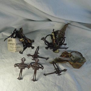 4 Lazart iron cross napkin ring holders (w1241-3)